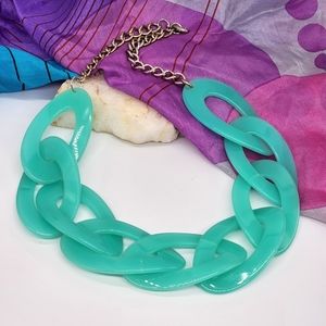 80s Vintage Jewelry Large Chain Hypoallergenic Big Links Ocean Blue